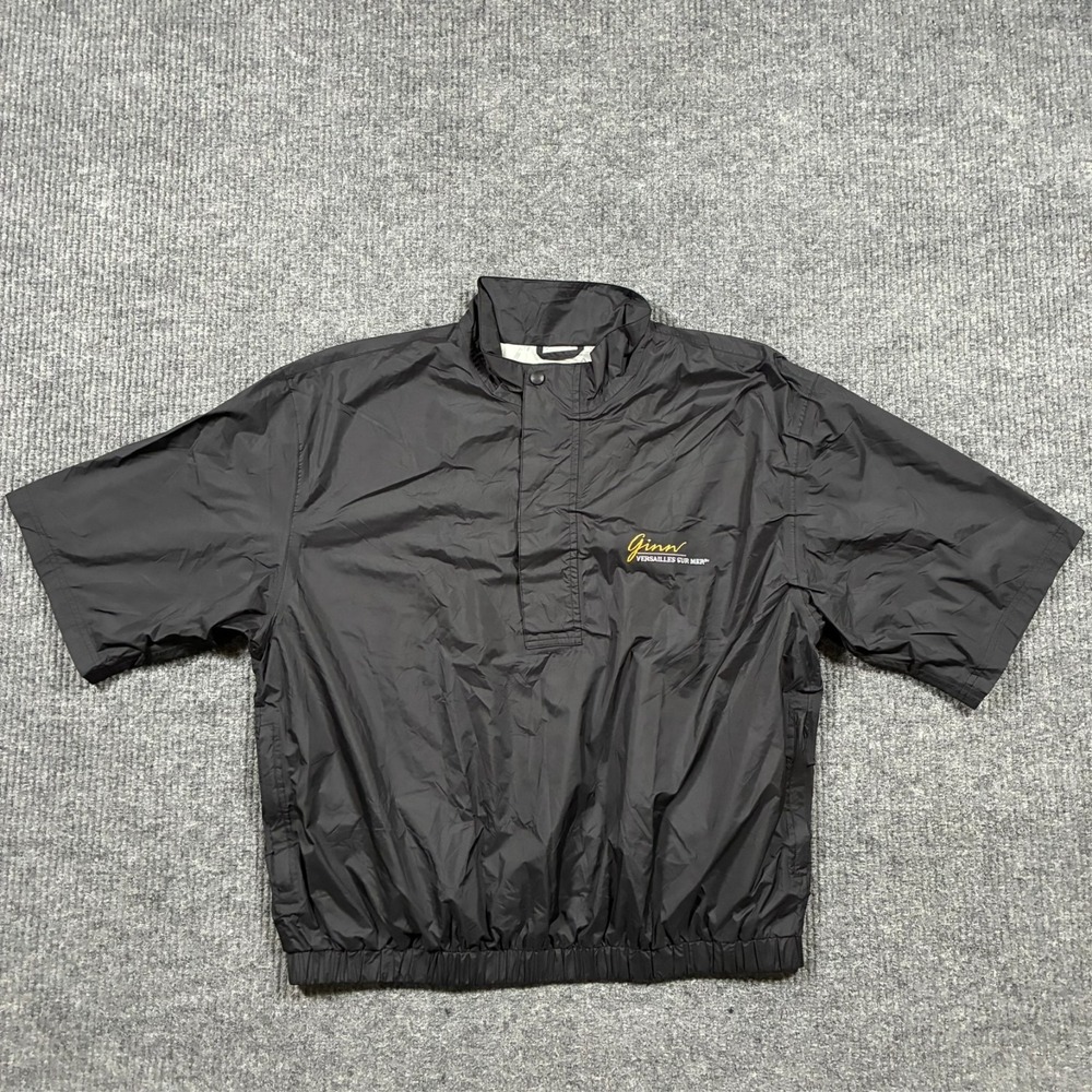 Vintage Boast Golf Windbreaker Pullover Mens Size Large Black Short Sleeve